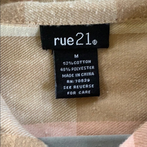 Rue21 Brown, Pink, and White Button Down Flannel - Picture 3 of 3